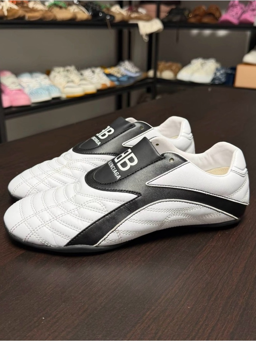 Balenciaga White and Black Quilted Trainer